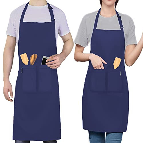 LEFUNDA® Cooking Waterproof Apron with 3 Pockets Adjustable BBQ Long Straps for Men Women Kitchen Restaurant Café