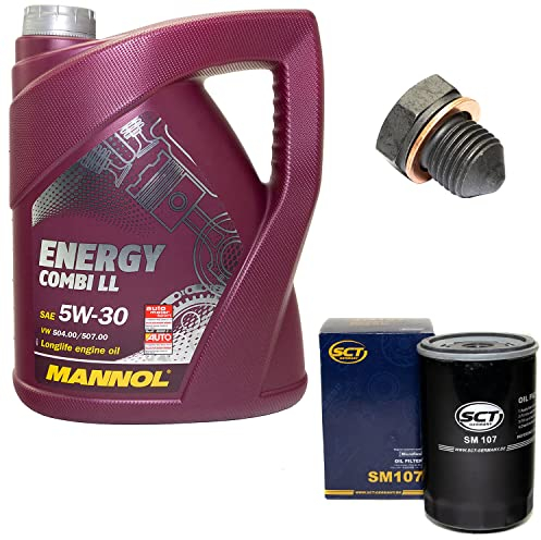 Motoröl Set 5W30 5 Liter + Ölfilter SM107 + Ölablassschraube 12281