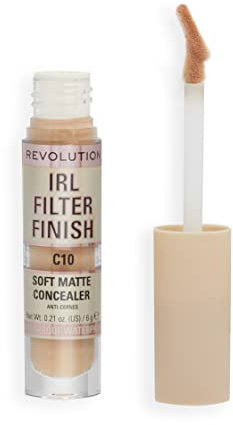 Makeup Revolution IRL Filter Finish Concealer, Medium to Full Coverage, Matte Finish, C10, Medium Skin Tones, 6g