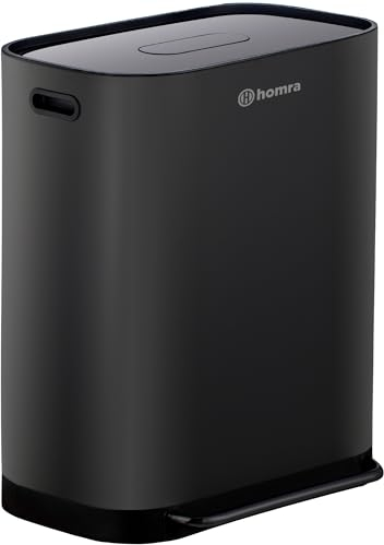 Homra Dual Kitchen Bin 60l – Double Rubbish Bins 2x30l – 2 Compartment Pedal System – Waste&Recycling Separation – Soft Close Design – Inner Buckets with Handles – Stainless Steel – Odour Filter