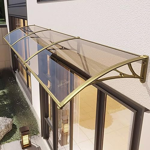 Auvents pour Terrasse, Toit Marquise Acier Plastique, Auvent de Porte Polycarbonate, Feuille Creuse de Protection Contre la Pluie et la Neige, Convient pour Le Balcon du Garage (Color : Tea Color, S