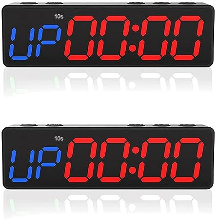 Marclix Lot de 2 horloges d'entraînement avec batterie, mini minuteur de gym portable avec aimant intégré pour salle de sport à domicile, compte à rebours programmable
