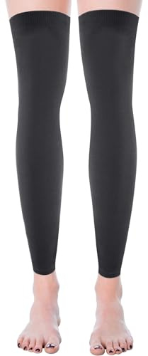 Geyoga Calentador de Piernas hasta Rodilla Calentador de Pierna Térmico Largo sin Pie para Invierno Senderismo (Gris Oscuro)