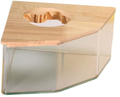 Transparente Acryl-Sandbox für Hamster, mit Holzdeckel, große Toilette und Badesandkasten für Hamster, ideal für Zwerghamster, Mäuse, Eichhörnchen und Rennmäuse