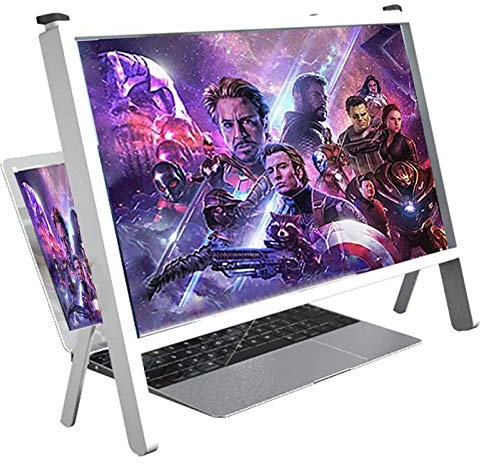 21-Zoll-Computer-Bildschirmlupe, ultraklarer Telefonverstärker, Bildschirmvergrößerer, Verstellbarer Winkel, Klappständer für Computer/Handy/Tablet (Color : Light Brown) (Weiß)