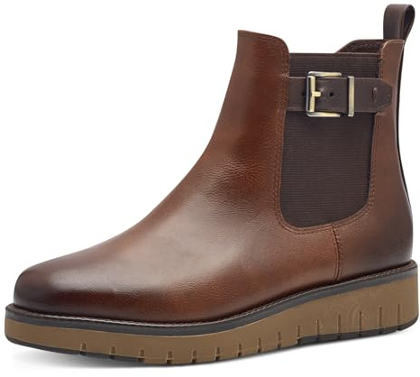 MARCO TOZZI Damen Chelsea Boots Flach mit Reißverschluss, Braun (Chestnut Comb), 38 EU