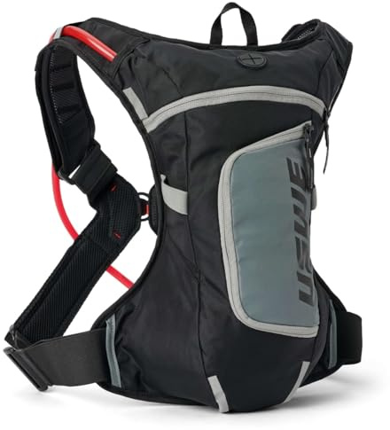 USWE Moto Hydro 4L Adventure Fit Trinkrucksack mit 3,0 l Wasserblase, ein hochwertiger, federfreier Rucksack für Enduro- und Offroad-Motorräder, Schwarz, 4 l
