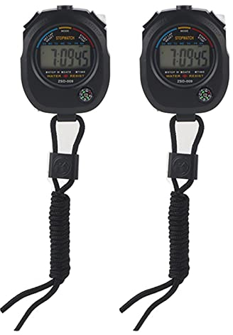 ANKROYU 2 Stück Digitaler LCD-Stoppuhr-Timer, Multifunktionaler Stoppuhr-Timer, Tragbarer Stoppuhr-Timer, Professioneller Sport-Timer Für Sport, Laufen, Rennen, Schwimmen