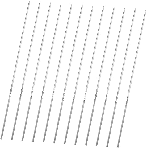 Cabilock Piques à Brochette En Acier Inoxydable Épaisses Pour Barbecue 50pcs De Brochettes Portables Pour Grillades En Extérieur Accessoire De Barbecue Et Pratique