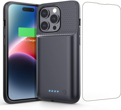 Pxwaxpy Battery Case for iPhone 14 Pro (6.1 inch),7200mAh Smart Portable Rechargeable Charging Case,Extended Battery Pack Compatible with iPhone 14 pro Protective charger,Black