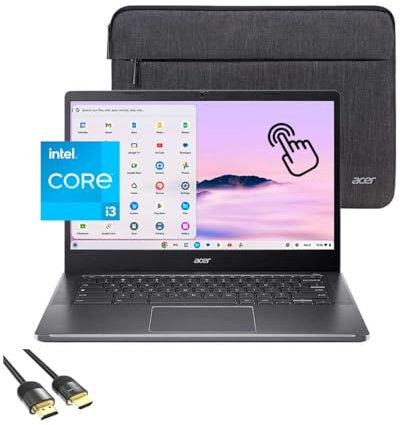 Acer Chromebook Plus 514, 14” FHD IPS Touchscreen Display, Core i3-N305, 8GB DDR5, 256GB PCle SSD, Webcam, Wi-Fi 6E, USB-C, Protective Sleeve Included, US Version KB, PDG HDMI Cable, Chrome OS