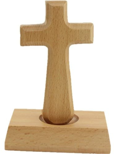 Fituenly 1 Stück Lateinisches Holzkreuz Aus Holz, Stehendes Kreuz Aus Holz, Katholisches Kreuz Für Heimdekoration