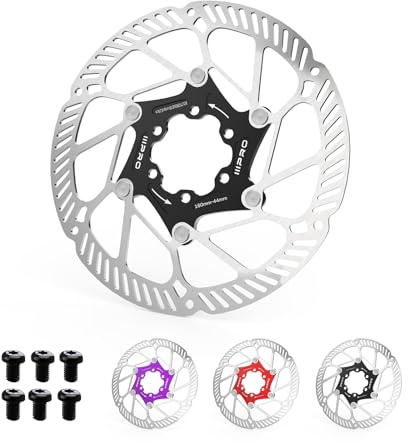 RACEDUEL IIIPRO A2 140mm 160mm 180mm 203mm Floating Bike Disc Brake Rotor with 6 Bolts,MTB Mountain Bike Stainless Steel Rotors M5 Screws, Bicycle Disc Brakes Rotors fit Road Bike/Ebike/BMX(Black)