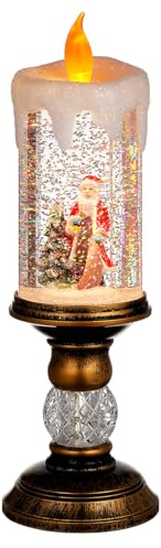 Cabilock Candele natalizie a LED a forma di globo di neve con musica, a batteria, illuminate senza fiamma, candele vorticose con acqua scintillante, decorazione per la casa per il Ringraziamento,