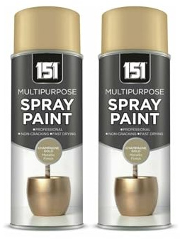 DIOXSTAR Metallic Gloss Champagne Gold Spray Paint, Fast Drying, Non-Cracking, Suitable for Various Surfaces, Indoor and Outdoor Use, Easy to Use, 400ml (2 PCS)