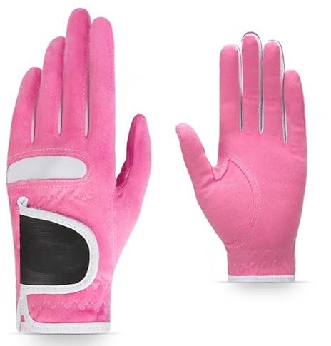 LSHIJI Golfhandschuhe 1 Paar Frauen Golf Handschuhe Tuch Atmungsaktiv rutschfeste Schutz Handschuhe Hand Tragen Golf Zubehör Golfhandschuh(Pink,17)