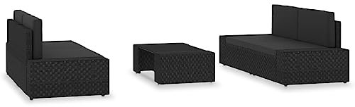 HETFTJN Biergarnitur Bierzeltgarnitur Lounge Gartenmöbel Wohnzimmer Möbel - 5-TLG. Garten-Lounge-Set Poly Rattan Schwarz für Restaurant Garten Hof Balkon