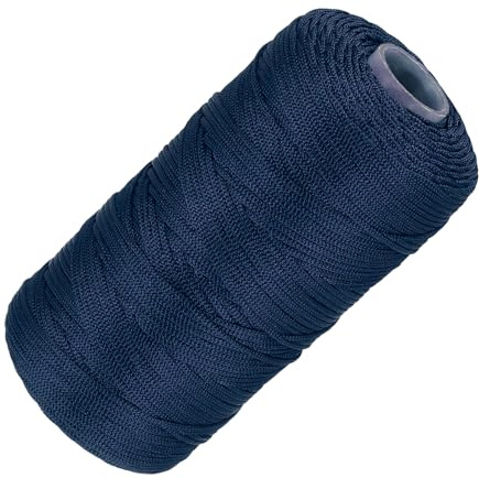 sourcing map Nylon String Cord 1.5mm x 218 Yards Macrame Rope Braided Thread Twine String Smooth Beading Cord for Jewelry Making Supplies, DIY Craft, Navy Blue