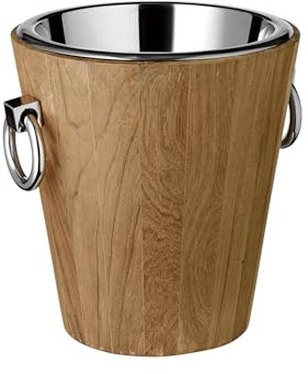 EDZARD Weinkühler St. Tropez (Höhe 32 cm, Ø 26 cm), Teakholz, innen Edelstahl, recyceltes Teak Holz