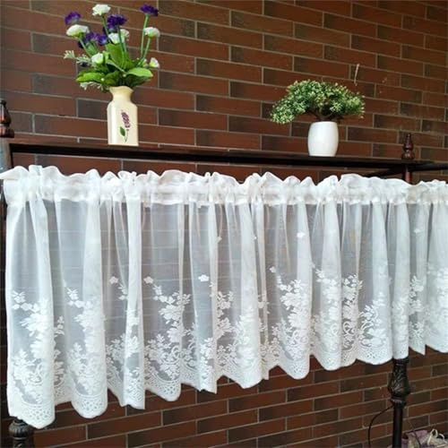 champracer Landhausstil Kurzgardinen, Scheibengardinen, Häkeloptik Bistrogardine, Boho Weiß Vorhänge Fenstervorhang aus Baumwolle mit Quasten Kurzgardinen für Cafe Zimmer (1 Stüick, BxH 150x30)