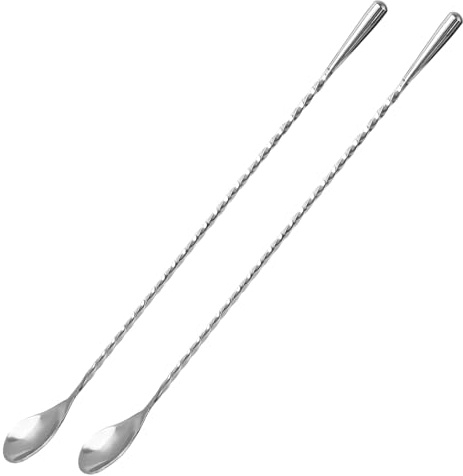 Anyongora Bar Spoon Set of 2, 12 304 Stainless Steel Cocktail Mixing Spoon with Spiral Handle & Teardrop End for Bartenders, Home Use, Gifts, and Tall Glasses
