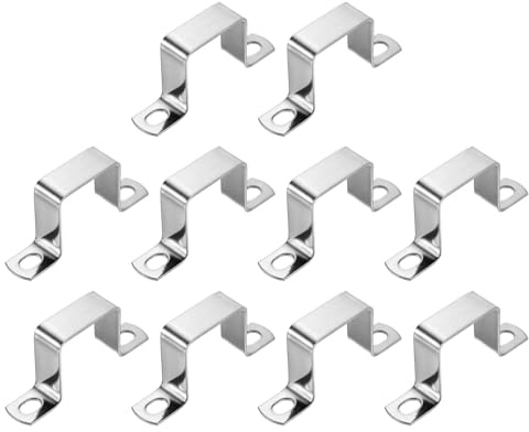 sourcing map 10Pcs U Shaped Connector Bracket, 40x40mm 304 Stainless Steel Pipe Strap Clamps for Door Shed Closed Bar Holder Strut Channel