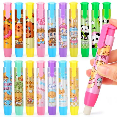 SKAMORI 20 Pezzi Gomme da Cancellare a Forma di Penna, Gomma da Cancellare Retrattili, Gomme da Cancellare Gadget Compleanno Bambini & Regalini Fine Festa Compleanno Bambini