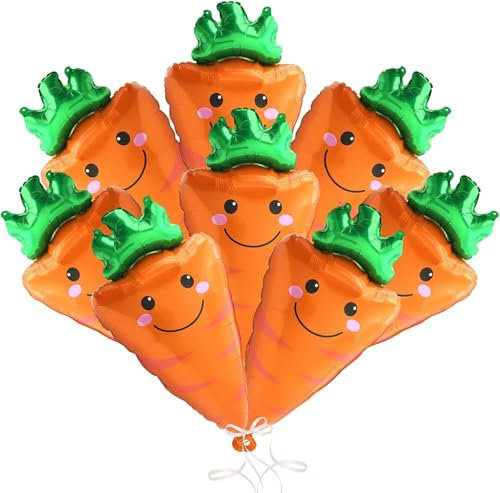 Globos de Pascua, 8 Piezas Lindo Globos Zanahoria, Globos de Verduras, Globos Helio, Globos Fiesta Cumpleaños, Pascua Decoracion Globos, para Fiesta de Pascua, Decoración de Fiesta de Cumpleaños (A)