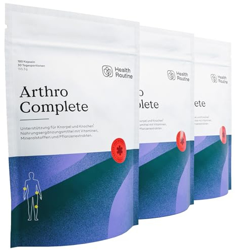 Health Routine Arthro Complete – Glucosamin Chondroitin Hochdosiert 3 Pack | MSM, Kollagen, Hyaluronsäure, Curcumin & Boswellia – Gelenkkapseln für Knorpelaufbau, Gelenke, Knochen & Beweglichkeit