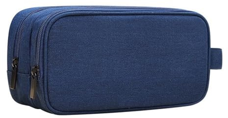 Teskyer Cable Organizer Bag, Waterproof, Double Layer, Portable Tech Bag, Travel Essentials, 23.5 x 12 x 9 cm, Navy Blue