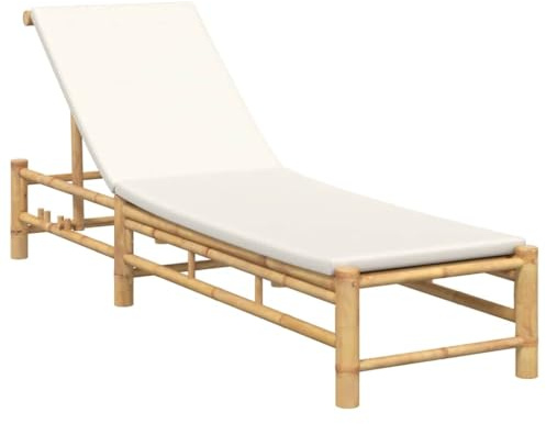 vidaXL Sonnenliege mit Auflage 55x199x30 cm Bambus