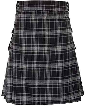 Kilt écossais pour Hommes, Traditionnel, à Carreaux, pour Homme, Tartan Irlandais, Combat, Punk, Gothique, région montagneuse, Jupe, Kilt Utilitaire, avec Sangles et Grandes Poches