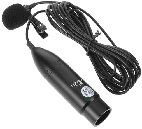Toyvian Microfono Lavalier Xlr a 3 Pin, Condensatore 48v, Cardioide, Leggero, in Metallo, per Registrazioni e Discorsi