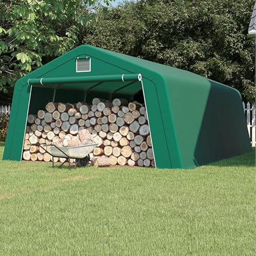 Magna One 3,3 x 6,2 m Weidezelt Carport Zeltgarage Weideunterstand Gerätezelt mit PE-Plane 260g/m², wasserdichtes Zelt mit Stahlgestänge, grün