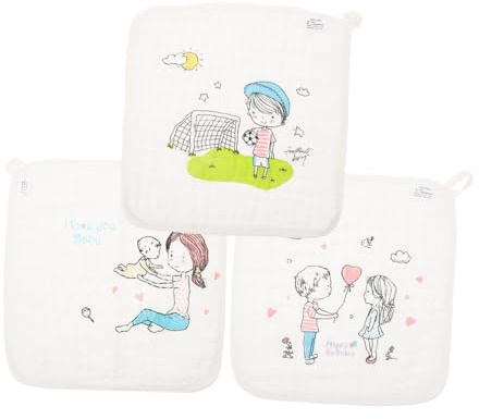 LOPUNER 3 Stück-pack Speicheltücher Aus Baumwolle Weiche Quadratische Sabberhandtücher 30x30cm Saugfähig Maschinenwaschbar Babys Gesicht Handwaschlappen Für Kleinkinder