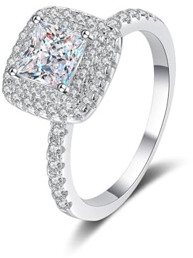Calefee Damenring Weissgold 750 Brillant Verlobungsring, Ring mit Labor Diamanten 1 karat Größe 61 (19.4), Eheringe Echtschmuck