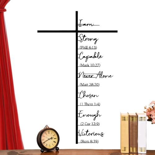Crosses for Wall,Christian Metal Hangable - Christian & Catholic Scripture Decor | for Bedroom Entryway Home Church Wedding Office Farmhouse Prayer