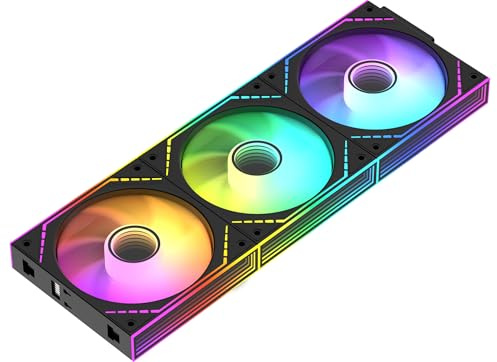 Thermalright TL-M12Q-S X3 120mm PC Case Fans, PWM ARGB Fans, 2000RPM High Airflow, Daisy-Chain, Infinity Mirror Lighting, 3-Pack