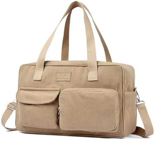 Micmores Cord Reisetasche, Sporttasche Damen 20L Weekender Wickeltasche, Ryanair Handgepäck 40x20x25, Gym Bag Geburt Krankenhaustasche Mit PVC Nasse Tasche für Fitness (Khaki)