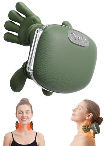 ZDZDFF Imitated Heated Massager, Portable Shiatsu Neck and Back Massager, Electric Deep Tissue 4D Kneading Massage, Simulated Human Hand Design for Pain Relief and Muscle Relax, Rechargeable