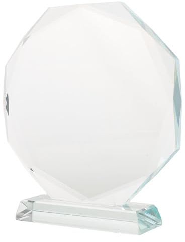 Veemoon Trophée Souvenir en Cristal Transparent - Plaque Vierge Octogonale en Verre de 140 Mm, à Personnaliser Soi-même. Plaque Commémorative à Graver.