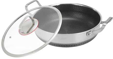 Poêles À Frire Antiadhésives,Ustensile De Cuisine En Acier Inoxydable Anti-Adhésif Avec Double Poignée Avec Couvercle - Grande Poêle De Cuisine - Pour Saisir, Rôtir, Poêler, Œufs, Crêpes, Steaks À Dom