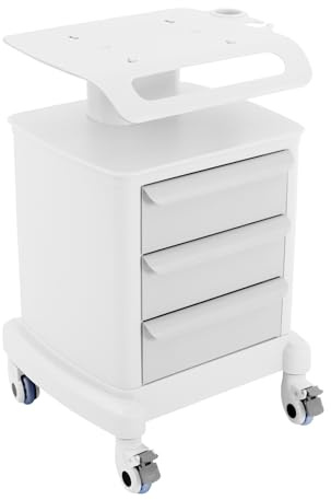 Carrello medico con 3 cassetti e ripiano superiore | Capacità di carico 30 kg | 4 ruote (2 con freno) | Per studio di bellezza, laboratorio, clinica, ospedale, salone