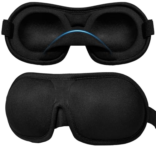 Brencco Masque de Nuit Occultant, Sangle Élastique Réglable, Noir, 1 Pièce | Masque de Sommeil 3D, Cavités Oculaires de 10 mm, Sans Pression, pour Voyage, Sieste, Travail de Nuit et Dormir sur le Côté