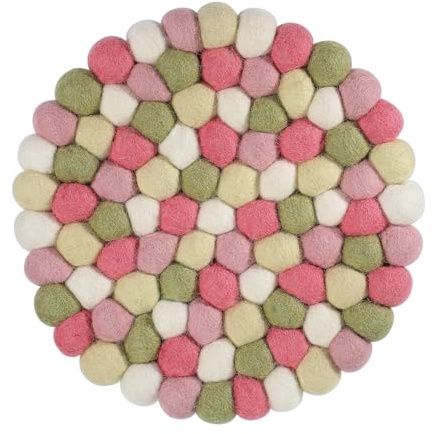 cilio Untersetzer Lana PASTELLO rund, handgefertigter Wollfilz-Untersetzer aus Schafwolle, Ø 21 cm, Pastell, hitzebeständig, waschbar, fair gehandelt aus Nepal, soziale Projekte
