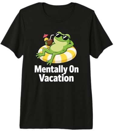 Mentalmente De Vacaciones Rana Divertido Verano Tropical Camiseta Premium