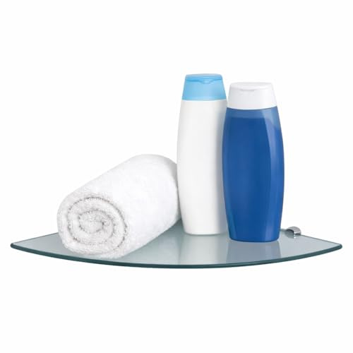 Euro bord glas hörnhylla 45 x 45 cm, vägghylla för badrum, duschhylla badrum, glas badrumshylla med 6 mm ESG-säkerhetsglas, olika storlekar (klar)