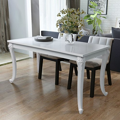 Festnight Mesa de Comedor Blanco Brillante 120 x 70 x 76 cm