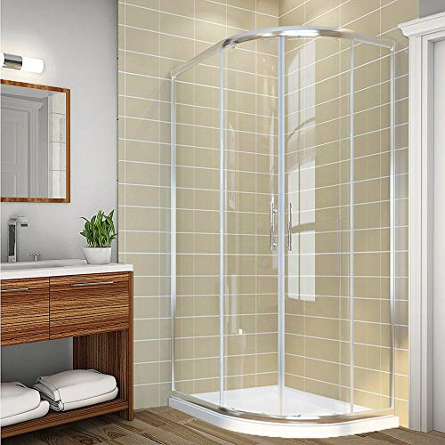 ELEGANT 1200 x 800 mm Right Quadrant Shower Enclosure 6mm Sliding Glass Walk in Cubicle Door with Tray + Waste