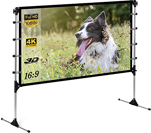 NIERBO Schermi di proiezione con Supporto, Schermo da proiezione 120'' Schermi per proiettori Pieghevoli Portatili 16: 9 266 x 149 cm